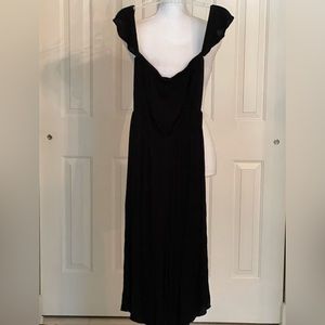 Charlotte Russe Jumpsuit Wide Leg Black Gauze Material Cap sleeve XS